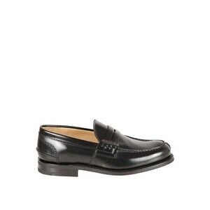 Churchs Penny Loafer Flat Shoes In Polished Black Leather - NWT